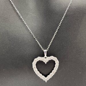 0.20 CT Natural Diamond Sterling Silver Heart Necklace